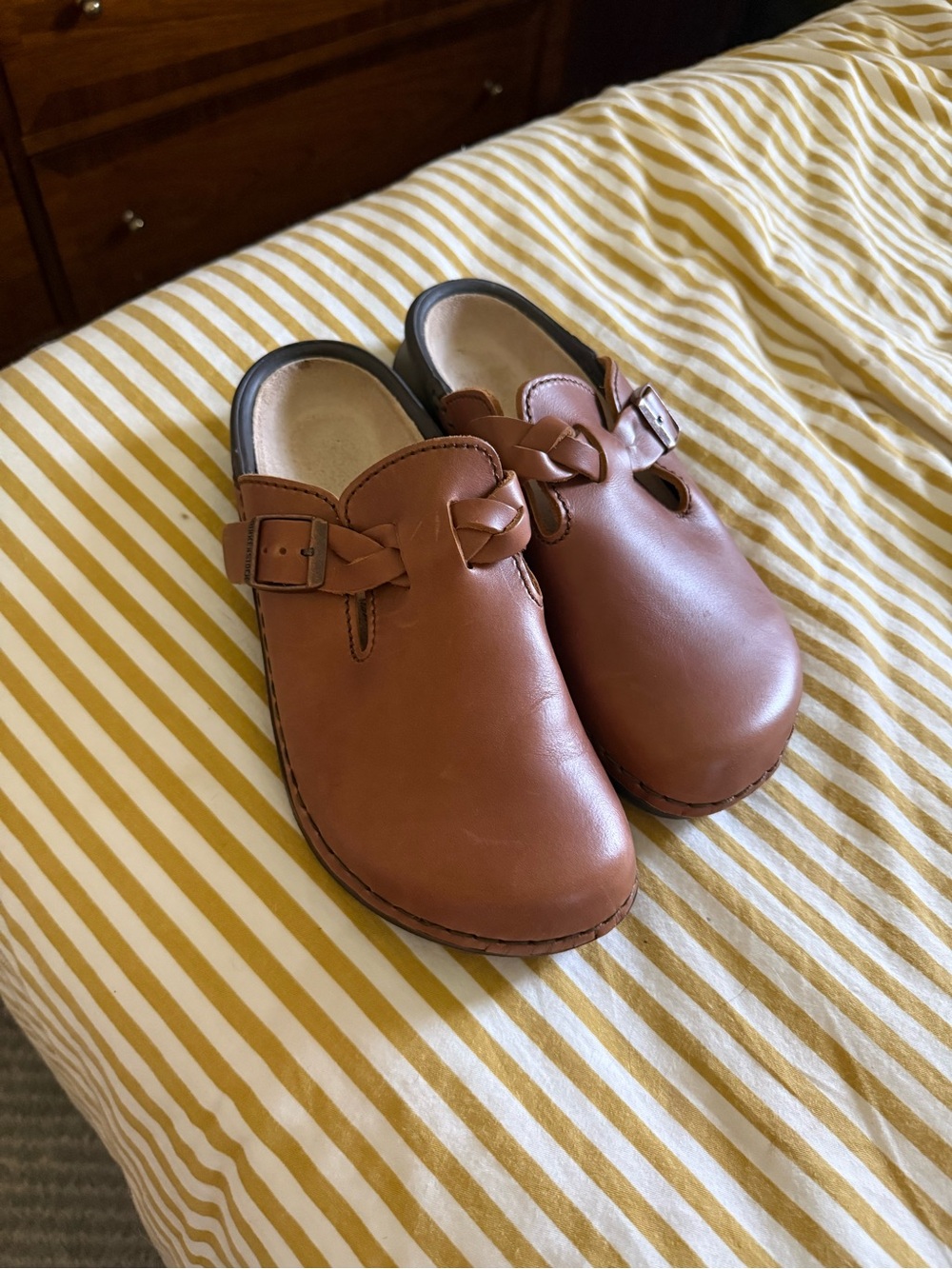 Birkenstock Leather Clog Mule in Chestnut Brown - Picture 2 of 6